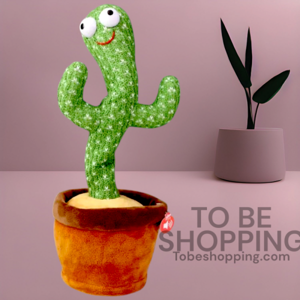 Rechargeable Dancing Cactus Electronic Dancer Toy singing and swaying, with green plush body and flower pot base.