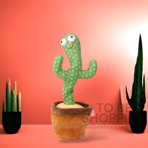 Rechargeable Dancing Cactus Electronic Dancer Toy singing and swaying, with green plush body and flower pot base.