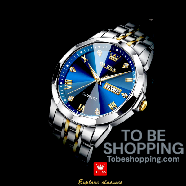 OLEVS 9931 Men's Luxury Quartz Watch with Dual Calendar and Stainless Steel Band
