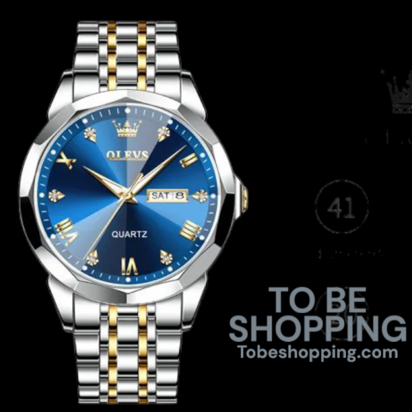 OLEVS 9931 Men's Luxury Quartz Watch with Dual Calendar and Stainless Steel Band