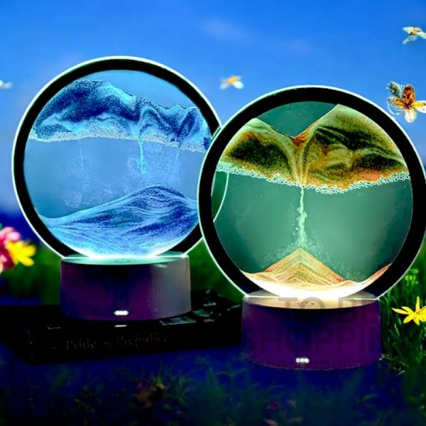 LED Quicksand Painting Table Lamp 3D with moving sand art and colorful LED light for home decor